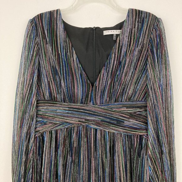 NWT Trina Turk Cherry Blossom Dress Size 10 Multi Color Cocktail Party Metallic - Picture 4 of 11